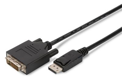 Digitus DisplayPort adapter cable, DP - DVI (24+1) M/M, 3.0m, w/interlock, DP 1.1a compatible, CE, bl