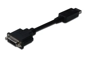 Digitus DisplayPort adapter cable, DP - DVI (24+5) M/F, 0.15m,w/interlock, DP 1.1a compatible, CE, bl