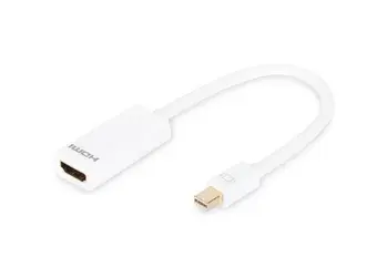 Digitus DisplayPort adapter cable, mini DP - HDMI type A M/F, 0.15m, DP 1.1a, CE, wh