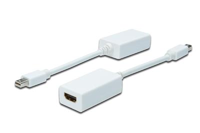 Digitus DisplayPort adapter cable, mini DP - HDMI type A M/F, 0.15m, DP 1.1a compatible, CE, wh