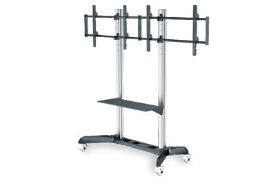 DIGITUS Dual TV-Cart for screens up to 70" shelf for DVD players, Notebooks,max load 128kg Wheelbase, VESA max 800x500