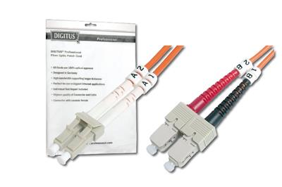 Digitus Fiber Optic Patch Cord, LC to SC Multimode, OM1, 62.5/125 µ, Duplex Length 7m