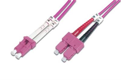 DIGITUS Fiber Optic Patch Cord, LC to SC, Multimode OM4 - 50/125 µ, Duplex, color RAL4003 Length 3m