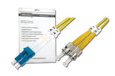 Digitus Fiber Optic Patch Cord, LC to ST, Singlemode, OS1, 09/125 µ, Duplex, 2m