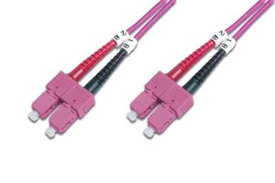 DIGITUS Fiber Optic Patch Cord, SC to SC, Multimode OM4 - 50/125 µ, Duplex, color RAL4003 Length 1m