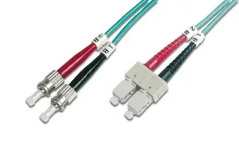 Digitus Fiber Optic Patch Cord, ST to SC Multimode 50/125 µ, Duplex Length 1m, Class OM3