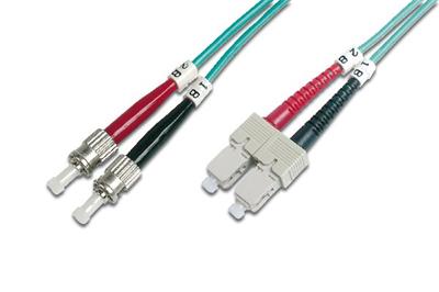 Digitus Fiber Optic Patch Cord, ST to SC Multimode 50/125 µ, Duplex Length 2m, Class OM3