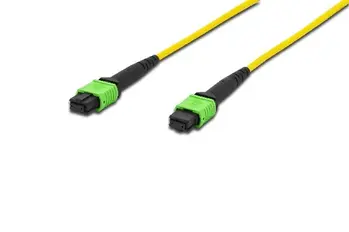 Digitus Fiber Optic Patchcord, MPO to MPO, Female OS2, Singlemode 09/125 µ, 10m, Method A Jacket: yellow, Housing: gree