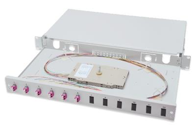 Digitus Fiber Optic Sliding Splice Box, 1U, Equipped 6x LC duplex, incl. M 25 Screw, Splice Cassette OM4 Color Pigtails