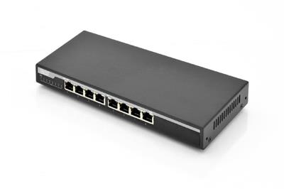 Digitus Gigabit Desktop PoE af/at 8-Port Switch 10/100/1000Mbps, 135W PoE Power Budget, metall housing