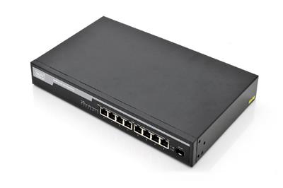 Digitus Gigabit PoE af/at 8-Port Switch + 1x SFP Uplink 10/100/1000Mbps, 150W PoE Power Budget, metall housing, rack mo