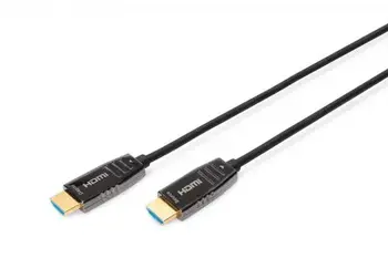 Digitus HDMI AOC hybrid-fiber connection cable, Type A M/M, 15m, UHD 8K@60Hz, CE, gold, bl