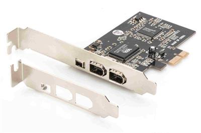 Digitus IEEE 1394a Interface Card, PCIexpress, 3 Port, 1x ext. 1394mini, 2x ext. 1394a Ports