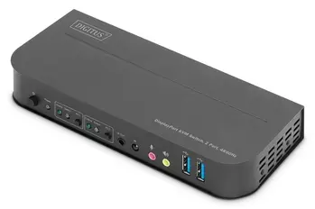 DIGITUS KVM přepínač, 2 porty, 4K60Hz, 2 x DP in, 1 x DP/HDMI out