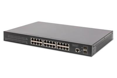 Digitus L2 Mangment Gigabit Ethernet PoE Switch 24 portový PoE + 2 SFP, 380W PoE rozpočet