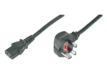 Digitus Mains connection cable, UK plug, 90o angled - C13, M/F, 1.8m, H05VV-F3G 1.00 qmm, fuse 5A, bl