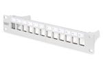 DIGITUS Modular Patch Panel, shielded, 12-Port Blank,1U,254mm (10") Rack Mount, grey RAL 7035