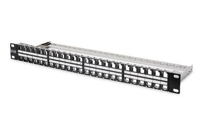 Digitus Modular Patch Panel, shielded 48-port, label field, 1U, rack mount, color black RAL 9005