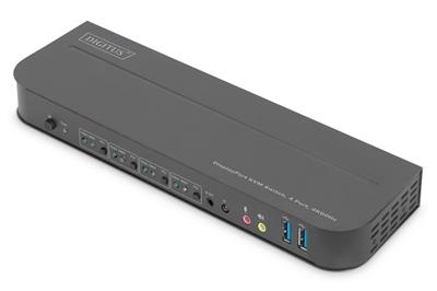 DIGITUS přepínač KVM, 4portový, 4K60Hz, 4 x DP vstup, 1 x DP / HDMI výstup