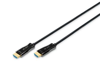 Digitus Připojovací kabel HDMI AOC s hybridním vláknem, typ A M/M, 15 m, UHD 4K@60 Hz, CE, zlatá, bl