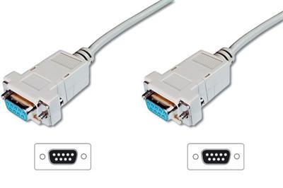 Digitus připojovací kabel nullmodem DB9 F/F 3m, béžový