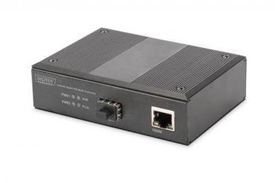 DIGITUS Professional Industrial Gigabit PoE Media Converter PSE, RJ45, SFP