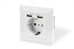 DIGITUS Safety socket for flush mounting with 2 USB ports