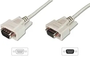 Digitus sériový kabel prodlužovací DB9 M/F 5m, lisovaný, šedý