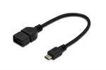 Digitus USB 2.0 adpter cable, OTG, type micro B - A, M/F, 0.2m, USB 2.0 conform, UL, bl