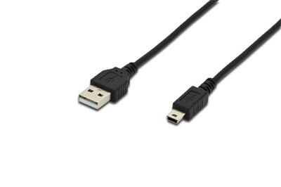 Digitus USB 2.0 connection cable, type A - mini B (5pin) M/M, 1.8m, USB 2.0 conform, UL, bl