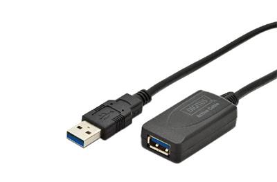 Digitus USB 3.0 Repeater Cable 5.0 m, A/M - A/F, AWG28 24, Chipset SN65LVPE502, UL, CE, bl