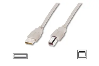 Digitus USB kabel A/samec na B-samec, 2x stíněný, béžový, 3m