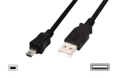 Digitus USB kabel USB A samec na B-mini 5pin samec, 2x stíněný, 1m, černý