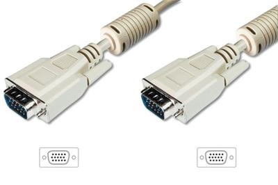 Digitus VGA kabel připojovací, 2x stíněný, 2x ferit, béžový, Měď, 20m