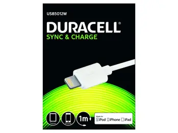 DURACELL - USB5012A - napájecí a synchronizační kabel pro Apple Lightning zařízení bílý 1m