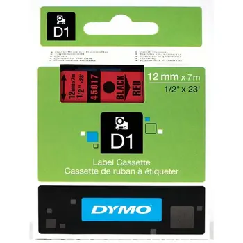 Dymo páska D1 - 12mm x 7m černá na červené 45017