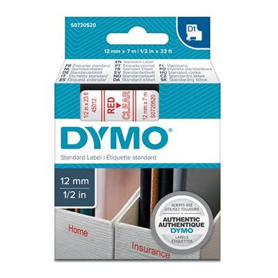 Dymo páska D1 - 12mm x 7m červená na průhledné 45012/S0720520