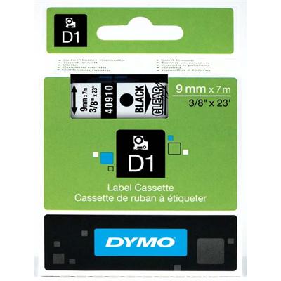 Dymo páska D1 - 9mm x 7m černý na transparentním podkladu