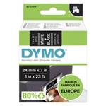 Dymo páska D1 - bílý tisk/černý podklad, 7m, 24mm,53721