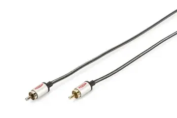 Ednet Audio connection cable, 1x RCA M/M, 1.5m, mono, shielded, cotton, gold, si/bl