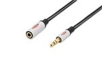 Ednet Audio extension cable, stereo 3.5mm M/F, 3.0m, CCS, shielded, cotton, gold, si/bl