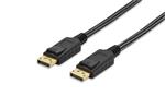 Ednet DisplayPort connection cable, DP M/M, 3.0m, w/interlock, Ultra HD 4K, cotton, gold, bl