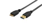 Ednet USB 3.0 connection  cable, type A - micro B M/M, 1.0m, USB 3.0 conform, cotton, gold, bl