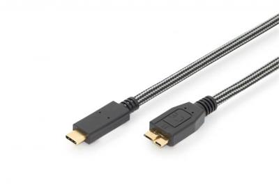 Ednet USB Type-C connection cable, type C to micro B M/M, 1.0m, Gen2, 3A, 10GB, CE, cotton, gold, bl