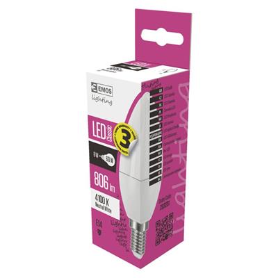 Emos LED žárovka Filament A++ CANDLE,8W(60W) E14,806lm,NW neutrální bílá