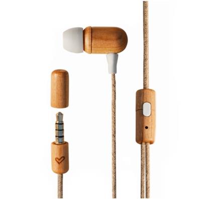 ENERGY Earphones Eco Cherry Wood (Mini jack, In-ear, Sustainable Wood, Hemp cable, Mic, Control talk)