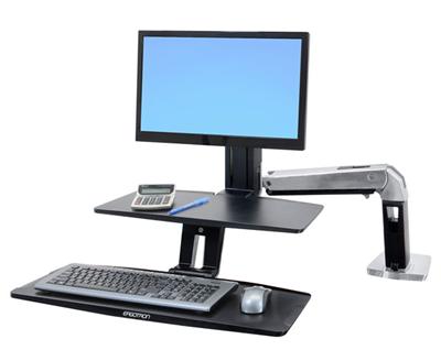 ERGOTRON WorkFit-A with Suspended Keyboard, LD, 5" and WS, Polished Aluminum,stol.drř./prac. stanice/monitor,klav.deska