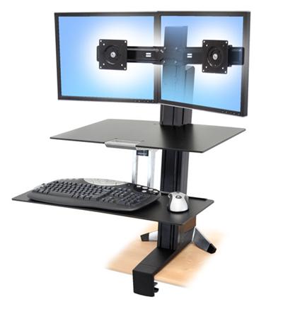 ERGOTRON WorkFit-S, Dual Sit-Stand, nastavitelný stolní držák pro 2 monitory,kláv.+myš.+odkl. plocha