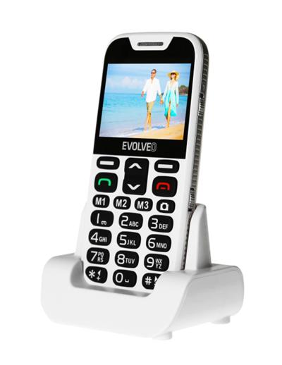 EVOLVEO EasyPhone XD, mobilní telefon pro seniory s nabíjecím stojánkem (bílá barva)