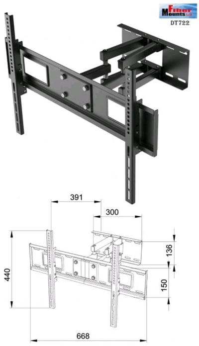 Fiber Mounts DT722 Držák na TV,kloubový,32-70",max.VESA 600x400,50kg